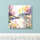 Toile Aquarelle paisible Riverbank (Insitu (Plancher de Bois))