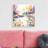 Toile Aquarelle paisible Riverbank (Insitu(Salon))