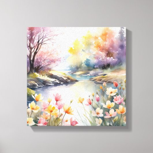 Toile Aquarelle paisible Riverbank (Recto)