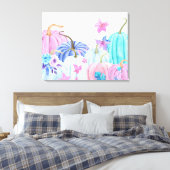 Toile Aquarelle pastel citrouille et cadre fleuri (Insitu(Chambre))