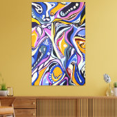 Toile Aquarelle peinte à la main Artdeco moderne (Insitu(Salon))