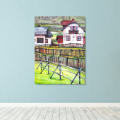 Toile Aquarelle peinte à la main Transylvanie, Roumanie (Insitu (Plancher de Bois))