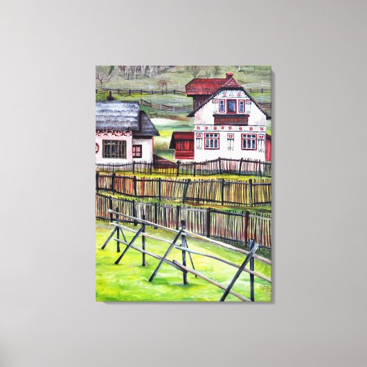 Toile Aquarelle peinte à la main Transylvanie, Roumanie (Recto)