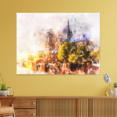 Toile Aquarelle Peinture Cathédrale Notre-Dame Lever du  (Insitu(Salon))
