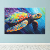 Toile Aquarelle Peinture de tortue marine (Insitu (Plancher de Bois))