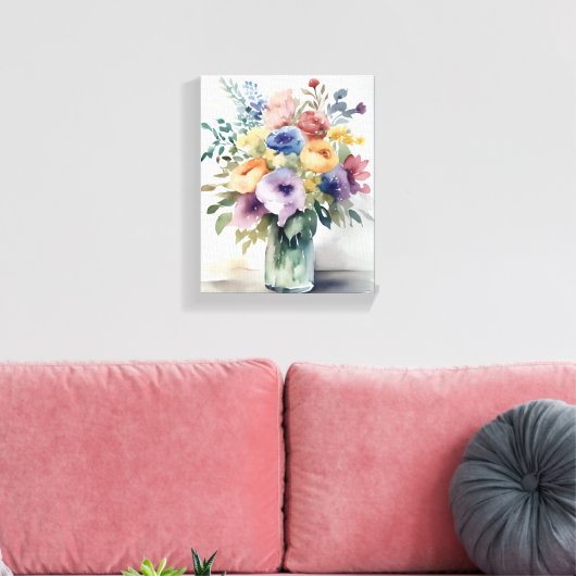 Toile Aquarelle peinture florale Bouquet (Insitu(Salon))