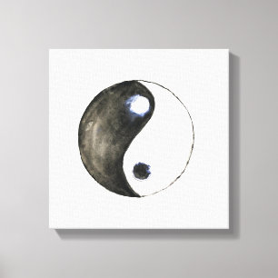 Toile aquarelle peinture symbole yin yang