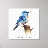 Toile Aquarelle personnalisée d'un mignon petit merleble (Recto)