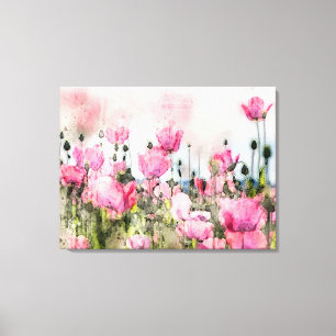 Toile Aquarelle Pink Floral Peinture