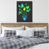 Toile Aquarelle plante art vert et bleu abstrait (Insitu(Chambre))