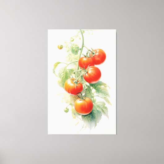 Toile Aquarelle Plante de tomates harmonieuse (Recto)