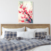 Toile Aquarelle poétique à fleurs de prune rouge (Insitu(Chambre))