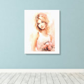 Toile Aquarelle Romantique fille (Insitu (Plancher de Bois))