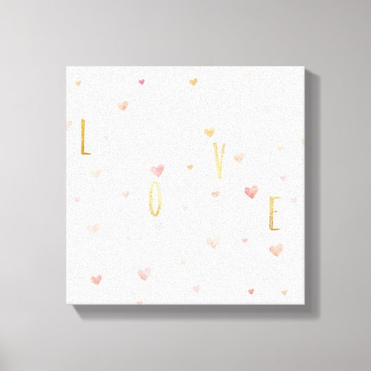 Toile Aquarelle rose Coeurs Gold Love (Recto)