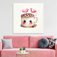 Aquarelle rose et crème mignonne Chocolat chaud Mu