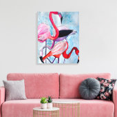Toile Aquarelle rose flamand coloré (Insitu(Salon))