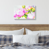 Toile Aquarelle rose fleurie rose pivoines blanc floral (Insitu(Chambre))