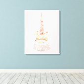 Toile Aquarelle rose Unicorne Guillemet inspirant (Insitu (Plancher de Bois))