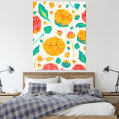 Toile Aquarelle rouge Rose naturelle (Insitu(Chambre))