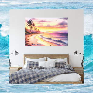 Toile Aquarelle Sketch Maui Hawaii Coloré  