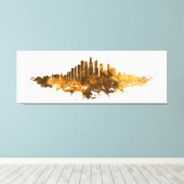 Toile Aquarelle Skyline de Chicago en orange (Insitu (Plancher de Bois))