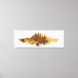 Toile Aquarelle Skyline de Chicago en orange
