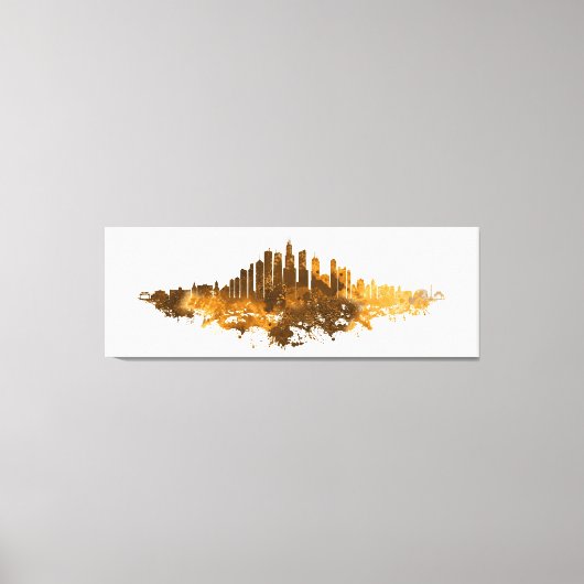Toile Aquarelle Skyline de Chicago en orange (Recto)