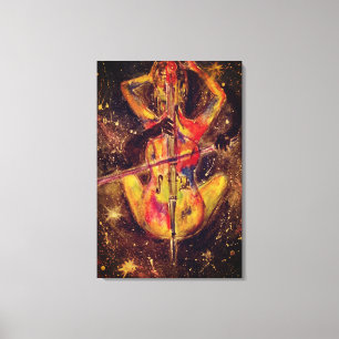 Toile Aquarelle - Sonate Cello Space - Dame au violoncel