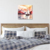 Toile Aquarelle Sunrise Avec Yacht (Insitu(Chambre))