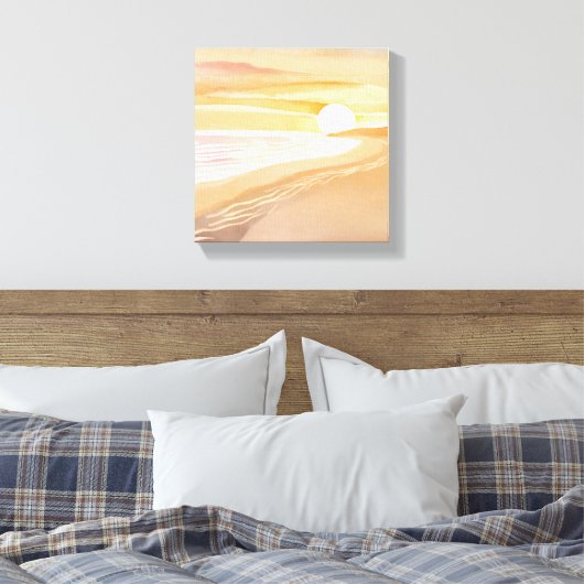 Toile Aquarelle Sunset Beach | Beau Jaune (Insitu(Chambre))