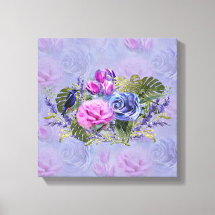 Toile Aquarelle très peri, Roses, Tulipes Canvas Imprime