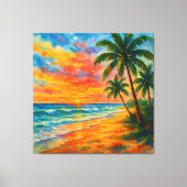 Toile Aquarelle Tropical Beach Sunset (Recto)