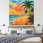 Toile Aquarelle Tropical Beach Sunset (Insitu(Chambre))