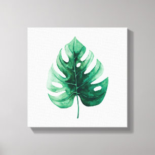 Toile Aquarelle tropicale Monstère verte Illustration