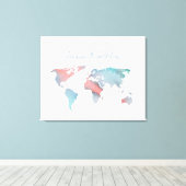 Toile Aquarelle turquoise et rose Plan du monde Livre d' (Insitu (Plancher de Bois))