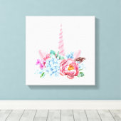 Toile Aquarelle Unicorn Couronne florale (Insitu (Plancher de Bois))