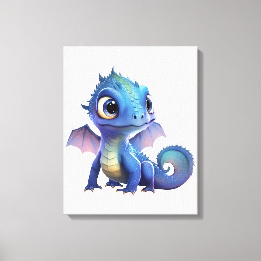 Toile Aquarelle Vector Purple et Bleu mignon Bébé Dragon (Recto)