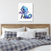 Toile Aquarelle Vector Purple et Bleu mignon Bébé Dragon (Insitu(Chambre))