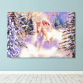 Toile Aquarelle vintage de Femme à cheval (Insitu (Plancher de Bois))