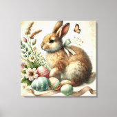 Toile Aquarelle vintage lapin lapin de Pâques (Recto)