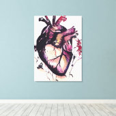 Toile Aquarelle violet rose noir Beating Heart Art (Insitu (Plancher de Bois))