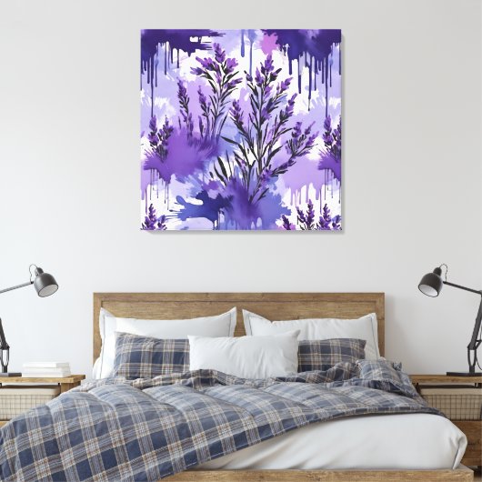 Toile Aquarelle violette avec fleurs (Insitu(Chambre))