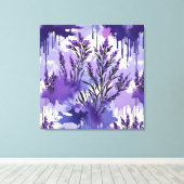 Toile Aquarelle violette avec fleurs (Insitu (Plancher de Bois))
