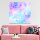 Toile Aquarelle violette et turquoise (Insitu(Salon))