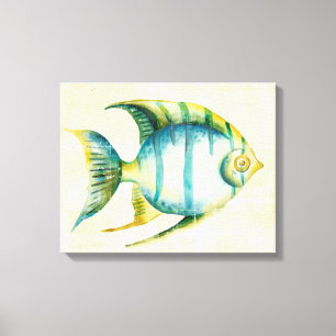 Toile Aquarium bleu et jaune Poisson