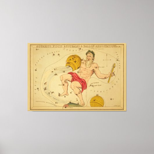 Toile Aquarius - Signe Vintage de l'image zodiaque (Recto)
