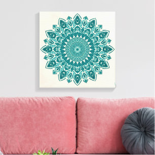 Toile Arabesque Mandala Art - Turquoise & Turquoise géom
