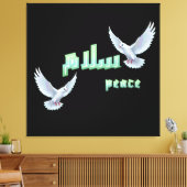 Toile Arabic Peace "Salaam" Typography with White Doves  (Insitu(Salon))