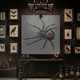 Toile Araignée Veuve Noire Dessin Original Art