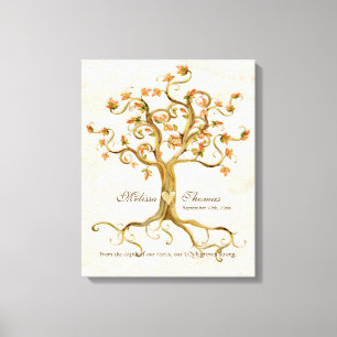 Toile Arbre à branches Racines Mariage de automne antiqu
